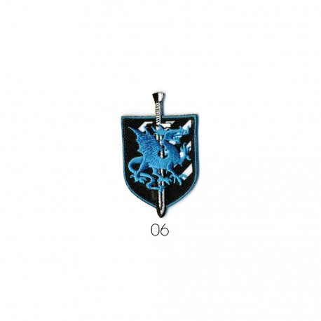 Blason dragon 6x3,5cm - Bleu foncé