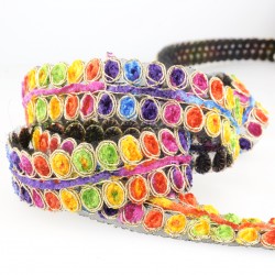 Galon brodé ronds Multicolor - 