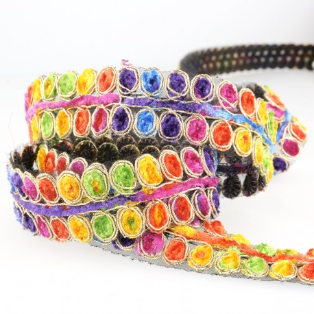 Galon brodé ronds Multicolor - 
