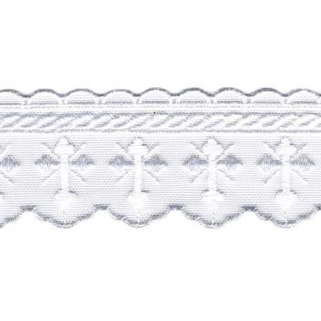Broderie s/tulle 55mm Blanc - 