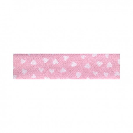 Biais repl coeurs 20/10 Rose clair - 