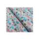 Tissu Coton Imprimé Fleurs Bleues sur Fond Gris