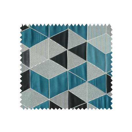 Tissu Jacquard Arletty Triangle Bleu Sombre