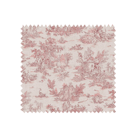 Tissu Cretonne Toile de Jouy Mini Pastorale Rouge