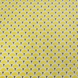 Tissu Eventails Dorés Cretonne Jaune