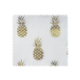 Tissu Organza Ananas Or Fond Blanc