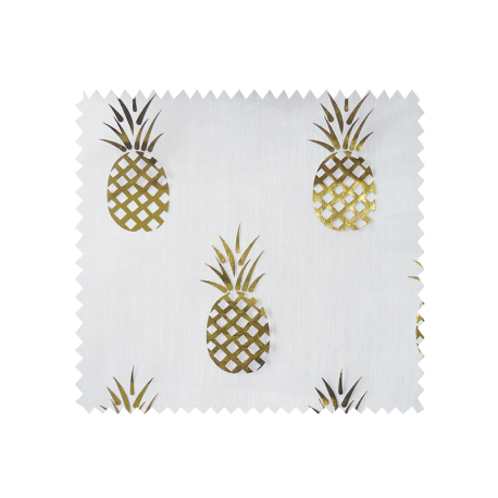 Tissu Organza Ananas Or Fond Blanc