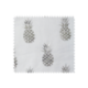 Tissu Organza Ananas Argent Fond Blanc