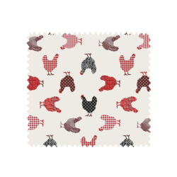 Tissu Cretonne Mini Poulettes Rouge