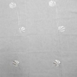 Tissu Ballons Voile Broderies Blanc Gris