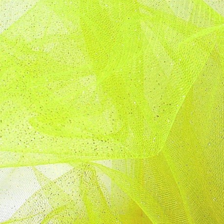 Tissu Tulle Paillette Vert Anis 