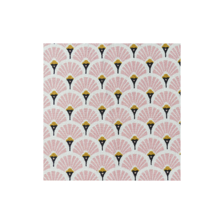 Tissu Eventails Dores Cretonne Rose