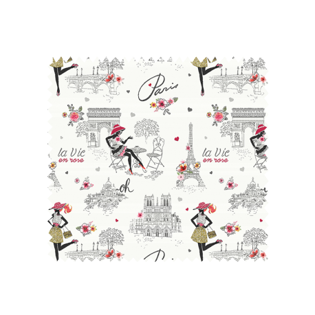 Tissu Chic Jacquard Ecru Rose