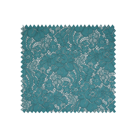 Tissu Dentelle Grande Laize Bleu Canard