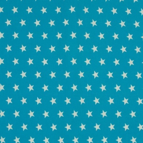 Tissu Coton Imprimé Etoile Turquoise