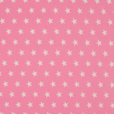 Tissu Coton Imprimé Etoile Rose