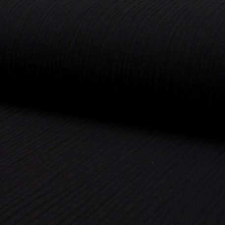 Tissu Double Gaze Uni Noir 