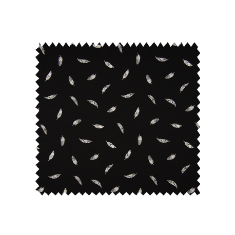 Tissu Jersey Plumes Noir blanc