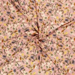 Tissu Jersey Imprimé Fleur Rose 