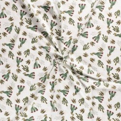 Tissu Imprime Cactus Fd Blanc
