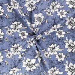 Tissu Imprime Fleur Indigo