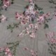 Tissu Broderie Sequin sur Tulle Lilas Rose 