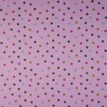 Tissu Coton Imprimé Pois Rose 