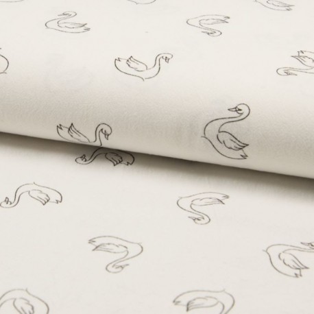 Tissu Coton Lavé Cygne Ecru 