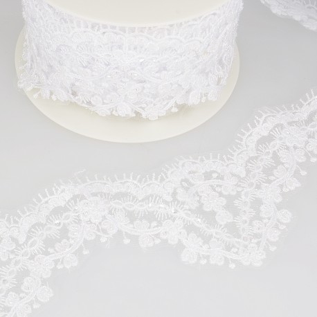 Broderie perle/paillette Blanc - 