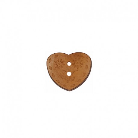 Bouton bois coeur fleuris