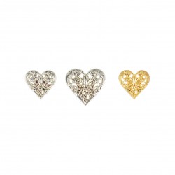 Bouton metal coeur fleuri