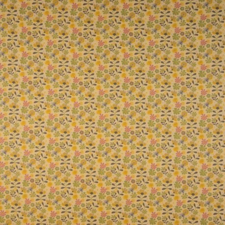 Tissu Coton Imprimé Bio Fleur Jaune