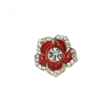 Bouton fleur centre stras