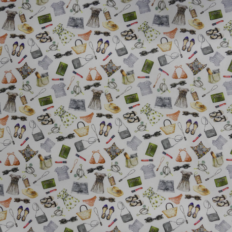 Tissu Outfit Cretonne Imprimé Blanc