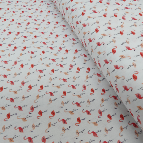 Tissu Popeline Digital Flamant Rose
