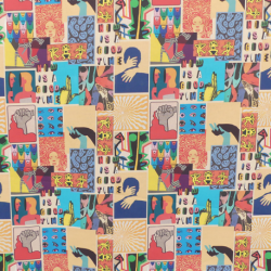 Tissu Cretonne Imprimé Multicolore 
