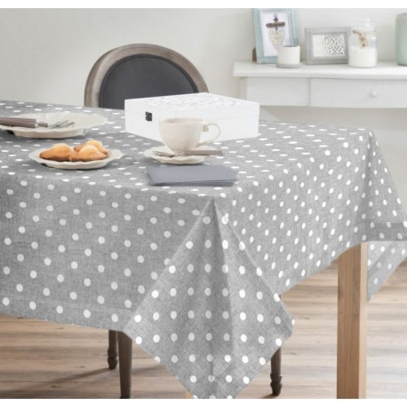Tissu Max Imprimé Pois Blanc Fond Gris 