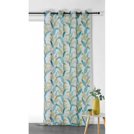 Tissu Voilage Flores Feuillage Vert