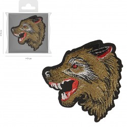 Ecusson loup brodé 8 x 8 cm