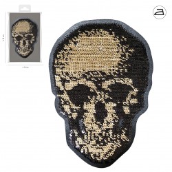 Ecusson tête de mort sequins 12 x 8 cm