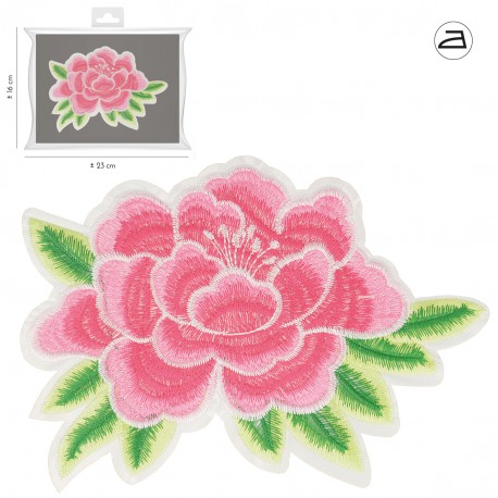 Ecusson pivoine 18 x 13 cm - Rose