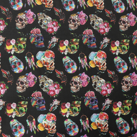Tissu Coco Popeline Digital Noir 