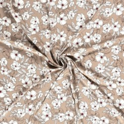 Tissu Crêpe Fleur Beige 