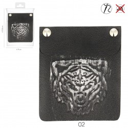 Ecusson tigre relief simili cuir - Argenté