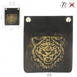 Ecusson tigre relief simili cuir - Doré