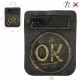 Ecusson "Ok" relief simili cuir - Doré