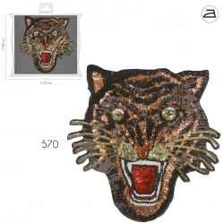 Ecusson tigre sequins - Marron