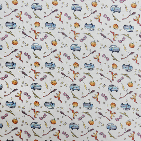 Tissu Popeline Harry Potter Imprimé Beige