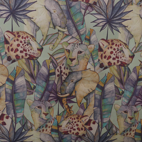 Tissu Digisun Toile Guepard Amande