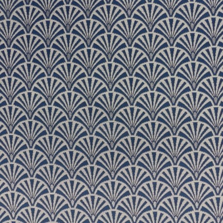 Tissu Ebano Jacquard Eventail Bleu 